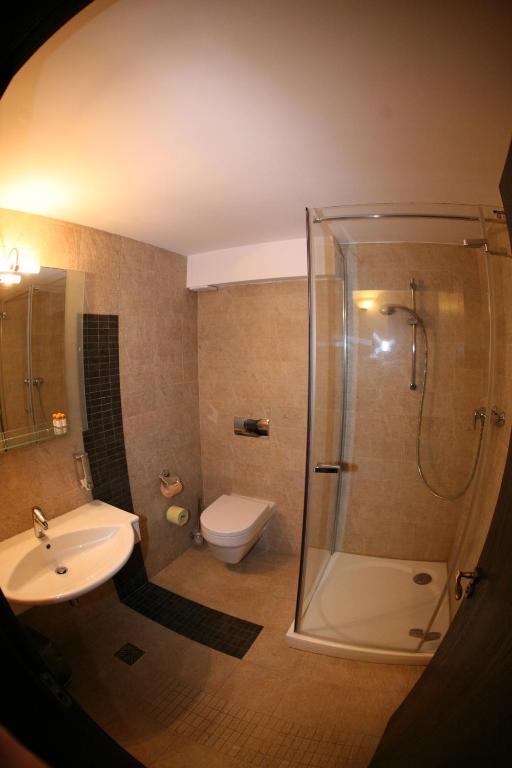 Bathroom with glass rain shower