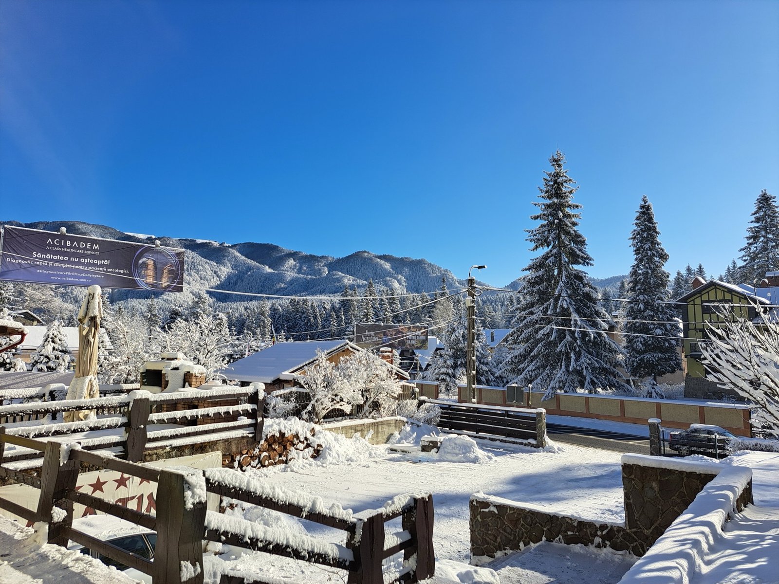 Villa — mountain view from the balcony in winter, with BBQ terrace