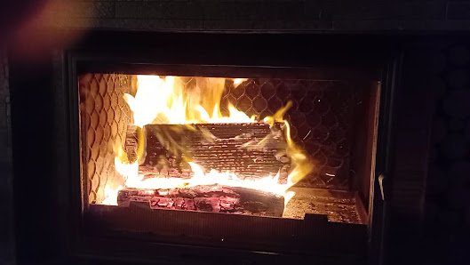Villa — wood-burning fireplace detail